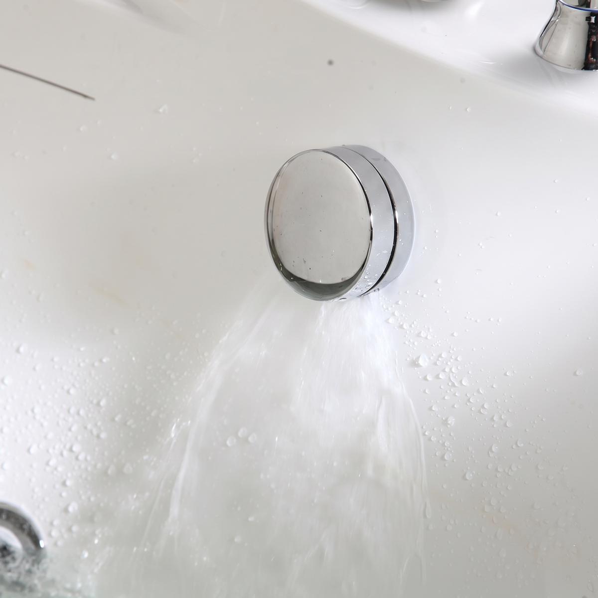 59" Corner Whirlpool Bathtub with Hydro Massage Jets - White Acrylic