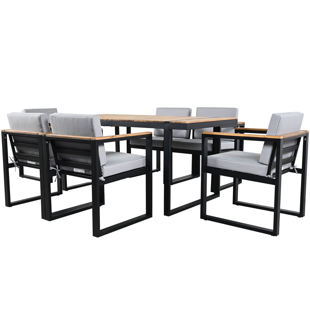 7 Piece Outdoor Dining Set with Removable Cushions - Gray or Beige