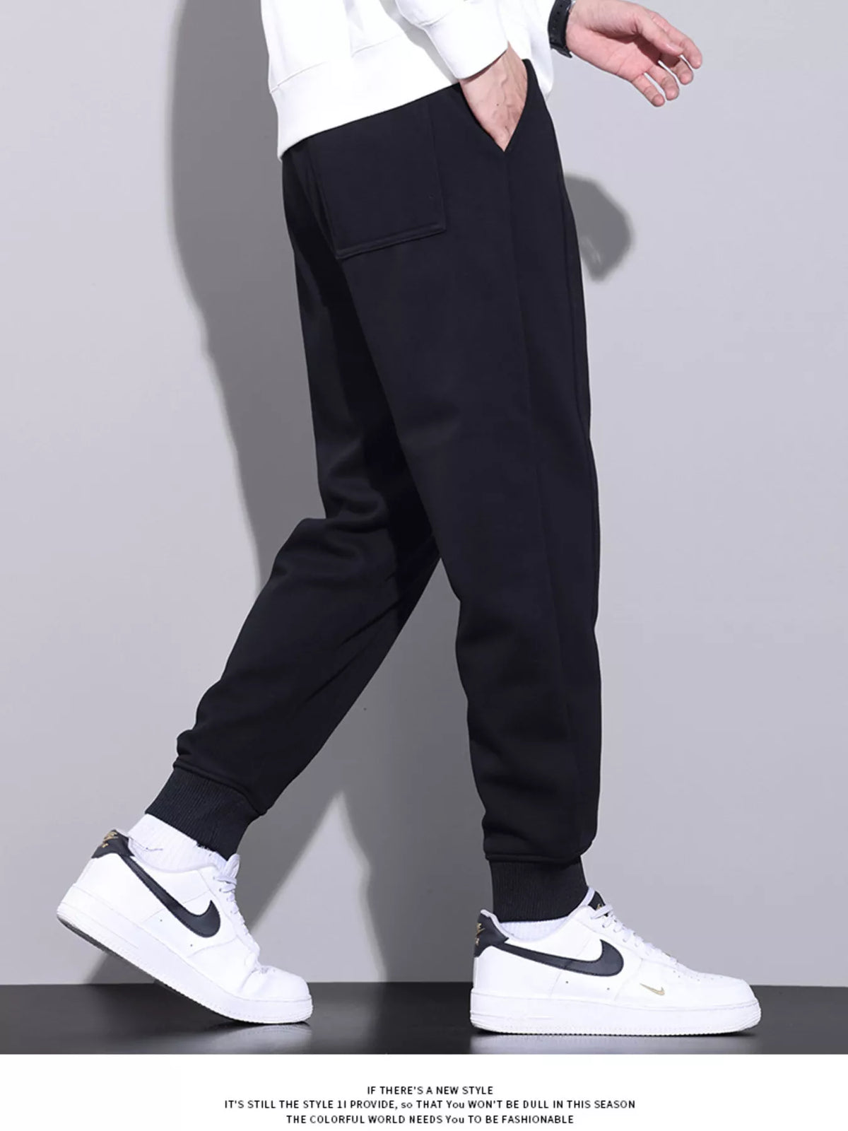 Men's Full Size Casual Drawstring Elastic Waist Ankle Cuffed Pants Plus Size