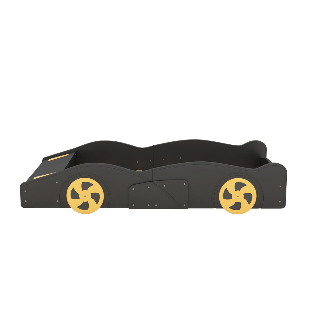 Race Car Platform Bed with Storage and Wheels - Black or Blue