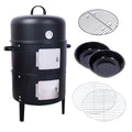 17" Steel Charcoal BBQ Grill with Built-in Thermometer - Black