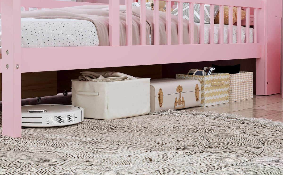 Twin Storage Bed with Headboard Rack & Under-Bed Drawers - Multiple Colors