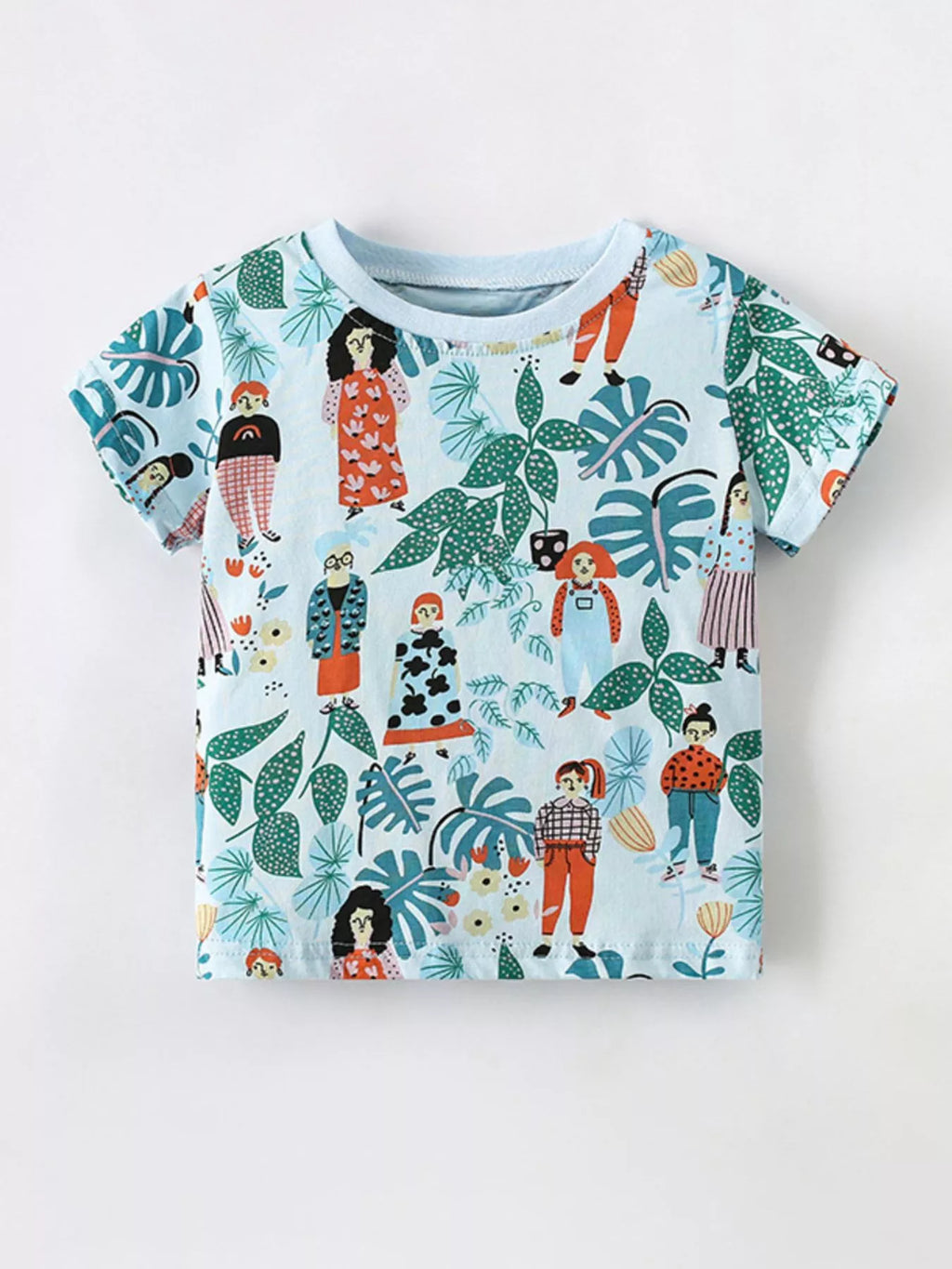 Children's Botanical Print Crew Neck Short Sleeve T-Shirt