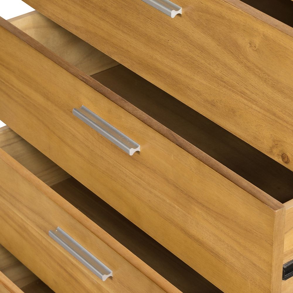 Natural Wood 5 Drawer Dresser with Ample Storage - Brown
