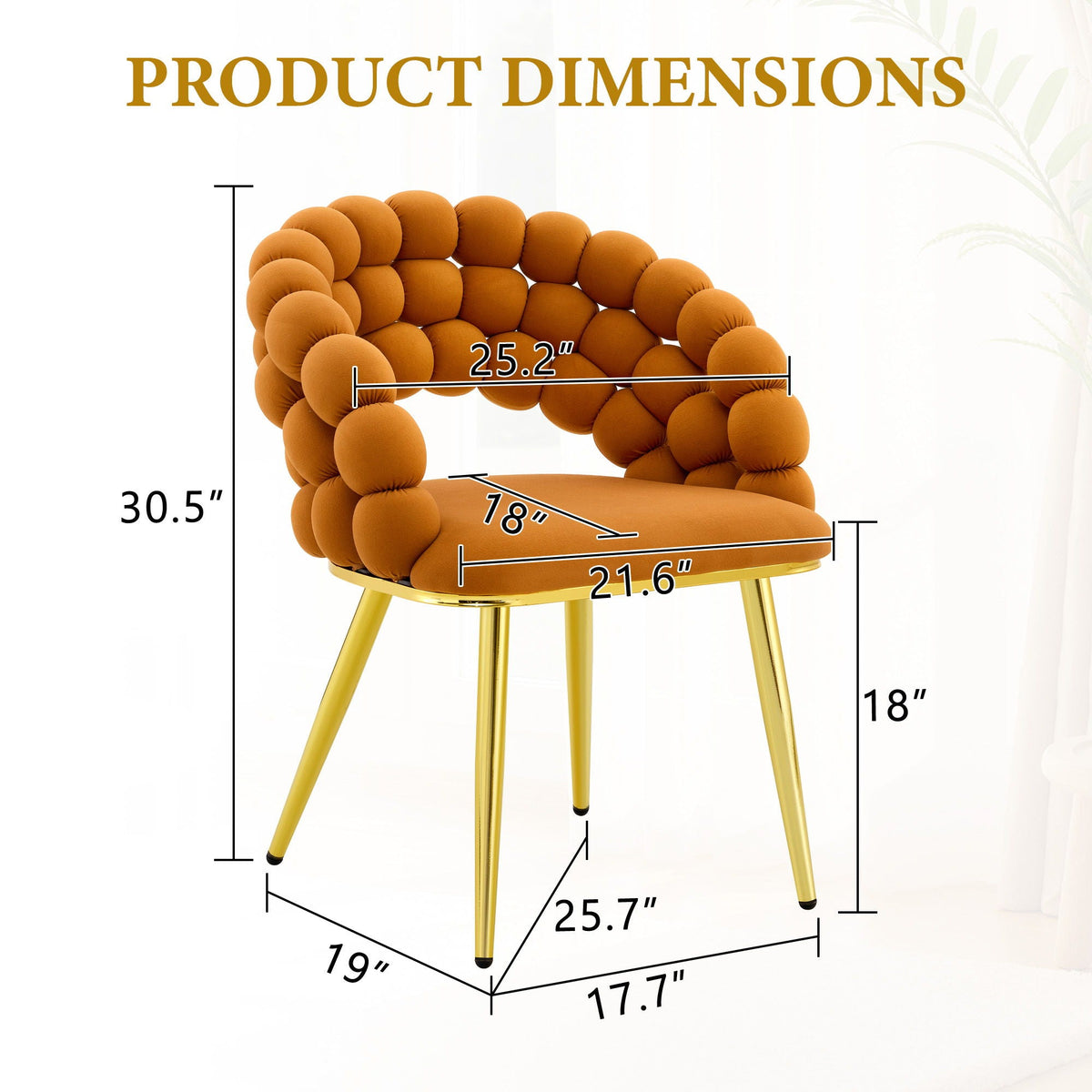 Ball Chain Bubble Dining Chair Set with Sculptural Backrest - Dark Gray, Beige, Orange