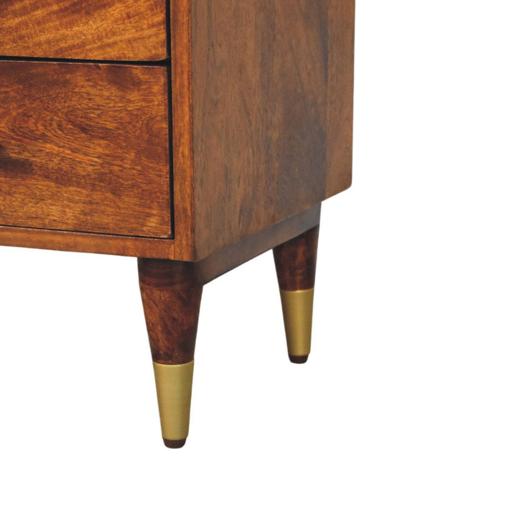 Solid Wood Nightstand with Chestnut Finish - Camden Mango Bedside Table