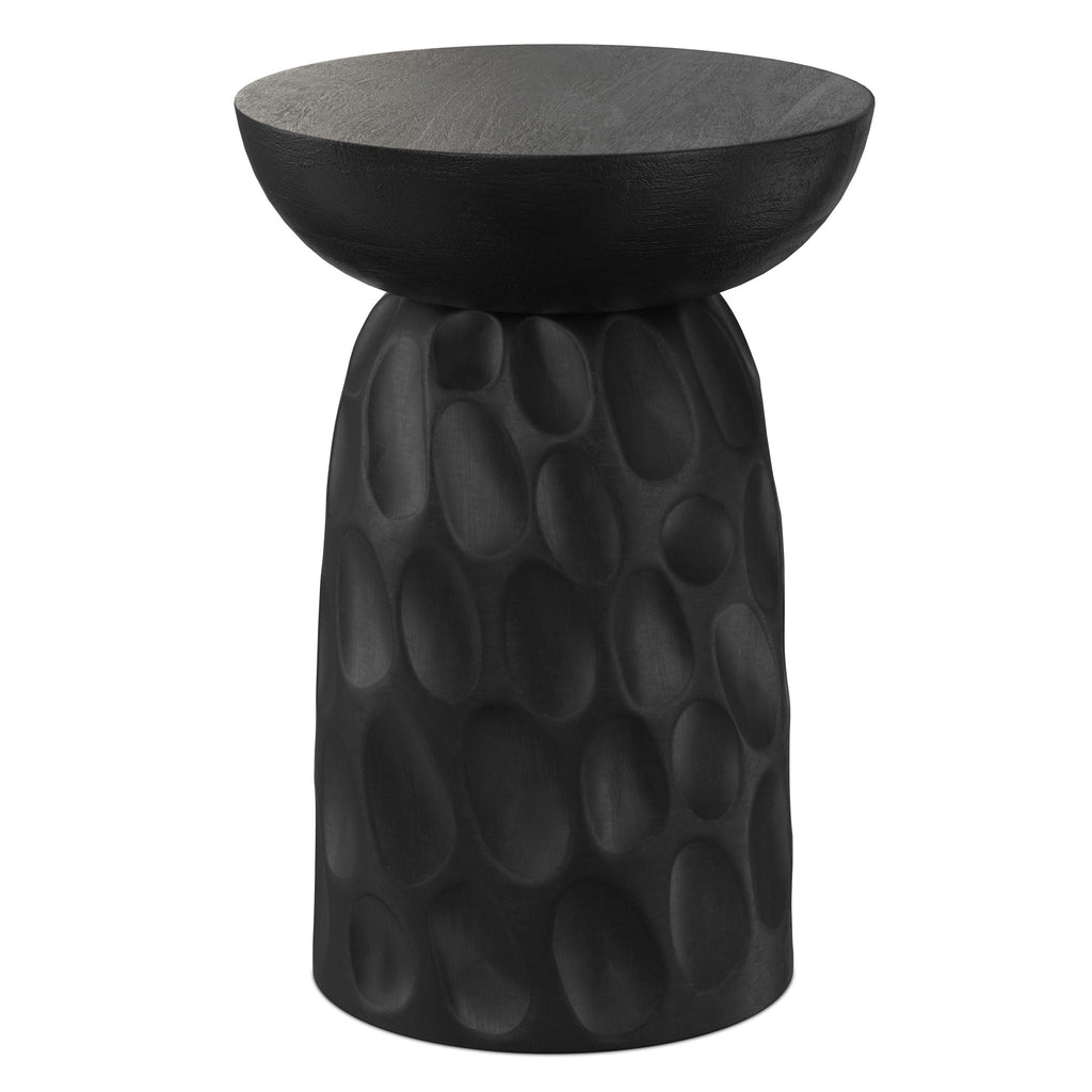 V Chisel Accent Table with Solid Mango Wood - Black