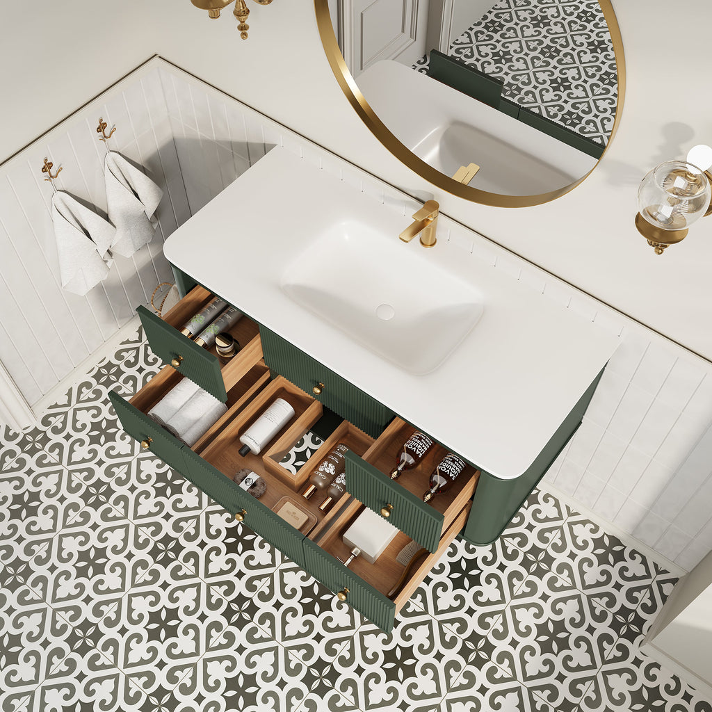48" Wall Mounted Single Bathroom Vanity with Integrated Basin - Modern