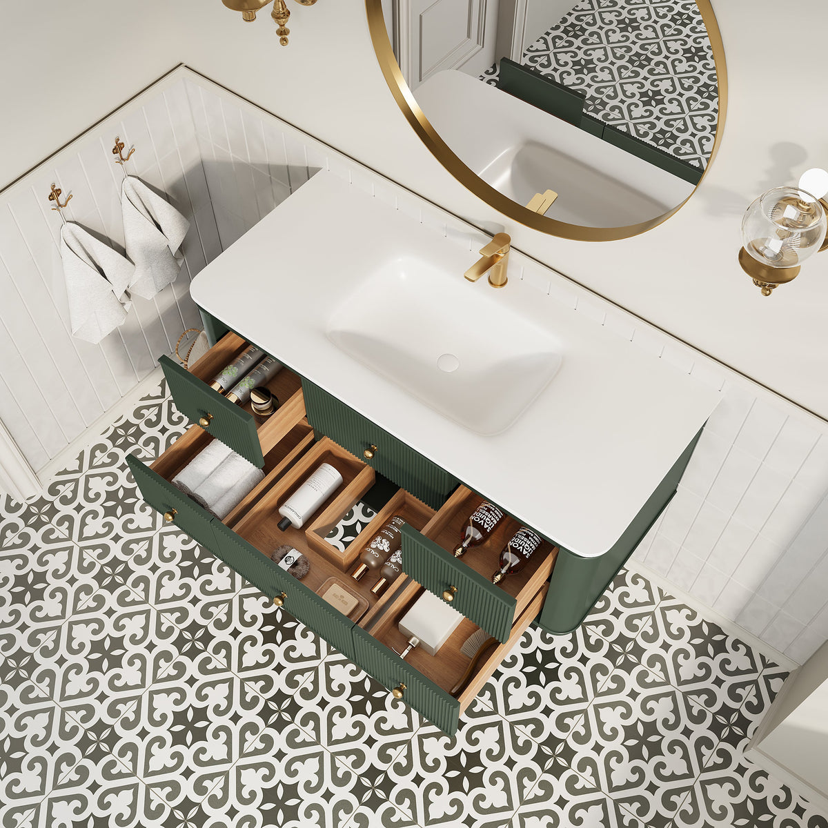 48" Wall Mounted Single Bathroom Vanity with Integrated Basin - Modern