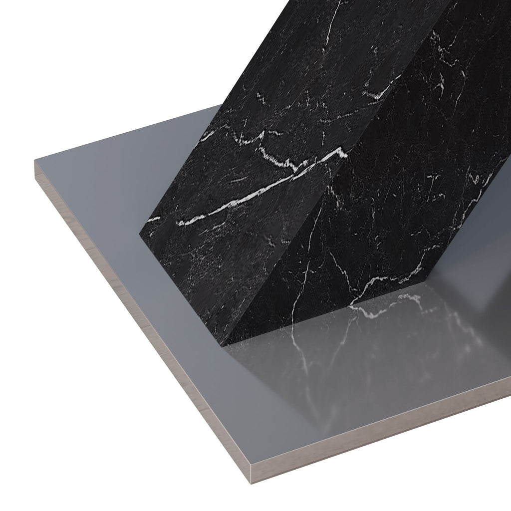 Modern Rectangle Dining Table with Stretchable Top and X Shape Legs - White or Black