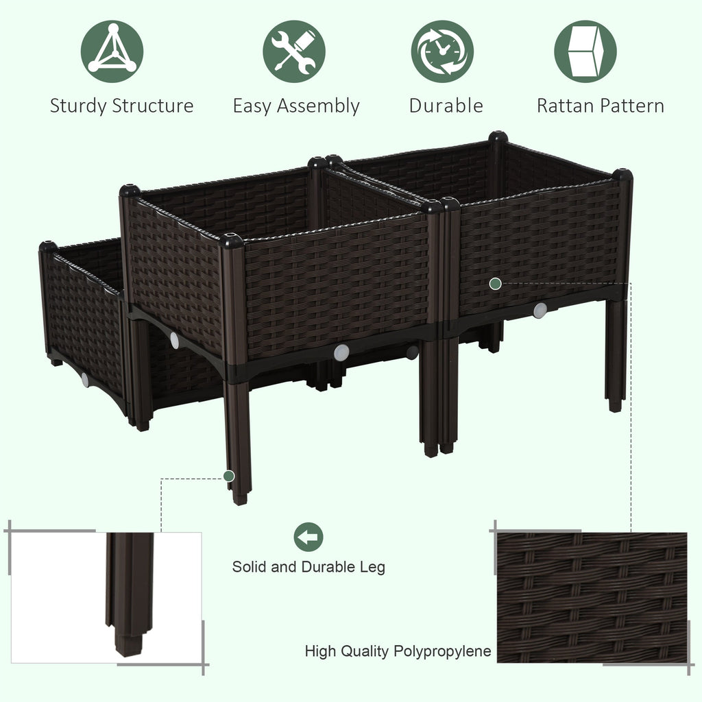 4 Piece Raised Garden Bed with Legs - Self-Watering Planter, Modular, Plastic
