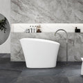 51-Inch Freestanding Solid Surface Deep Soaking Bathtub with Seat - Matte White