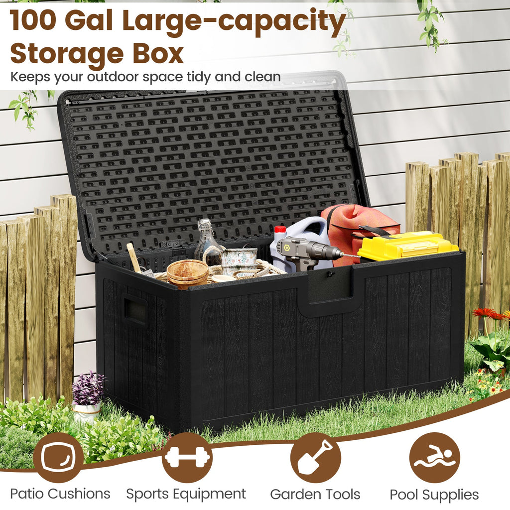 100 Gallon Large Deck Box with Lockable Lid for Patio