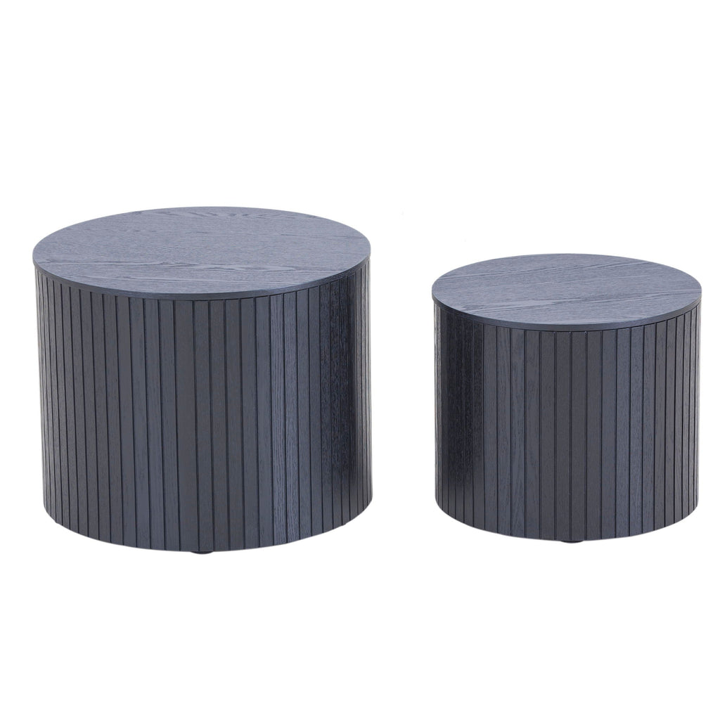 Handcrafted Nested Table Set, 2 Pieces - Black, White, or Dark Brown