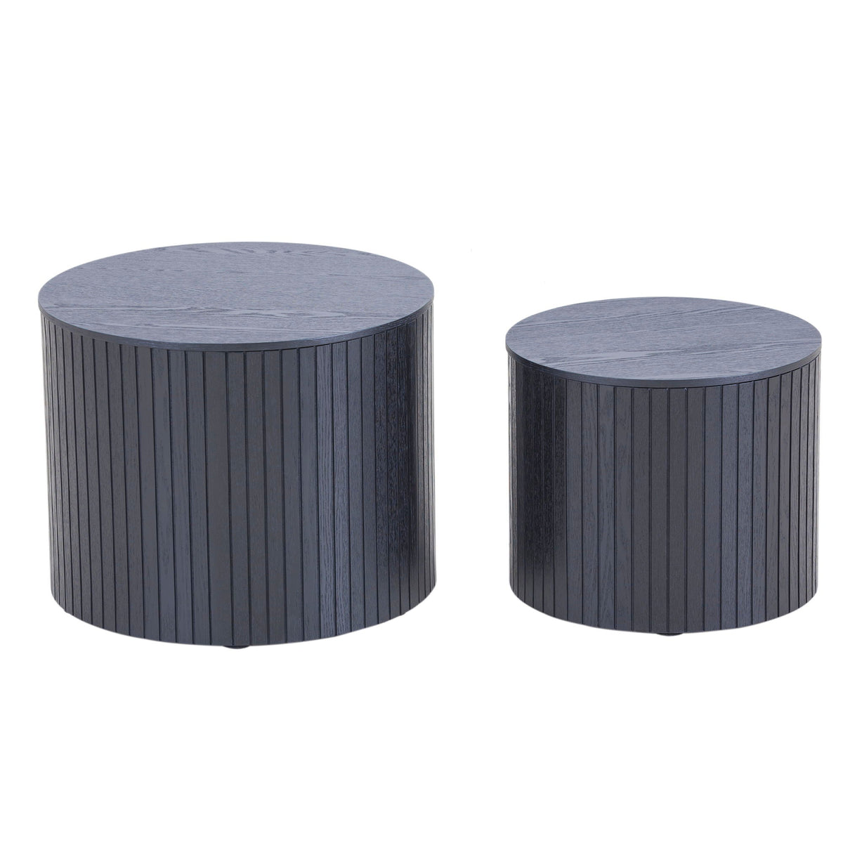 Handcrafted Nested Table Set, 2 Pieces - Black, White, or Dark Brown