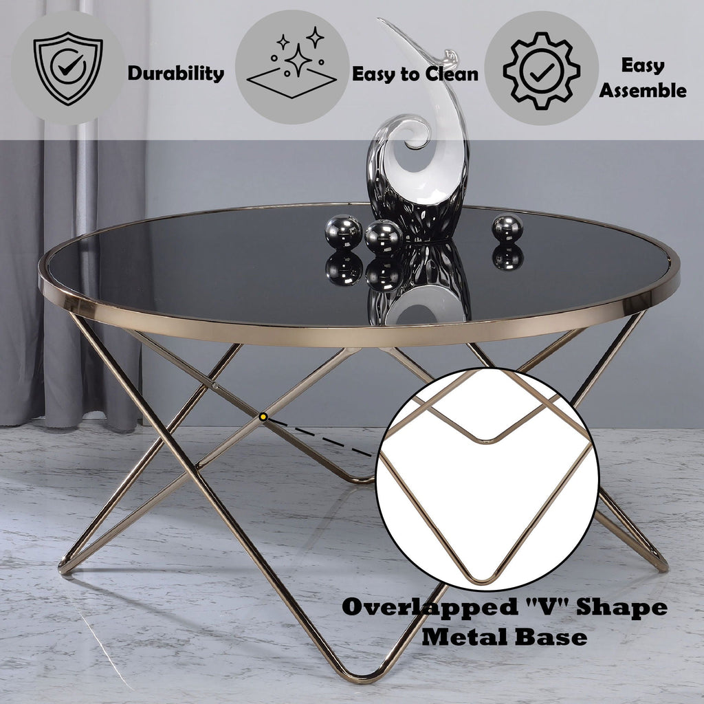 Valora Glass Coffee Table with Smoky Glass Top - Black or White