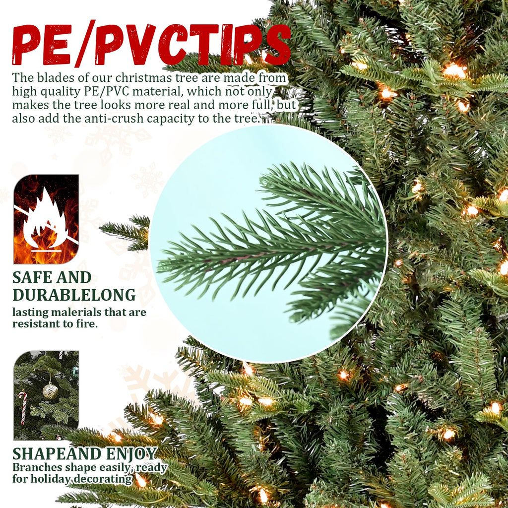 7FT Full-Shape Christmas Tree with 750 UL Lights and Metal Stand