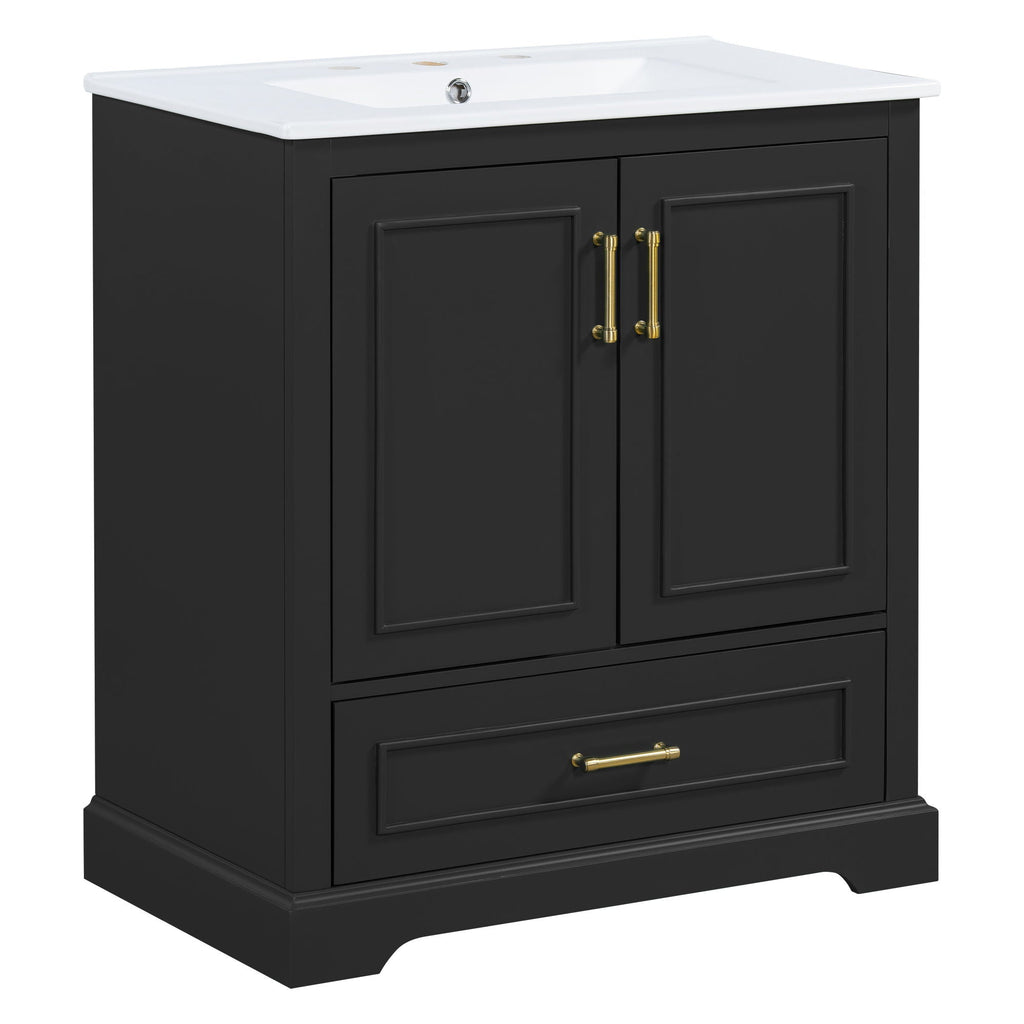 Bathroom Vanity with Sink and Soft Close Doors - White, Black, Green, or Gray