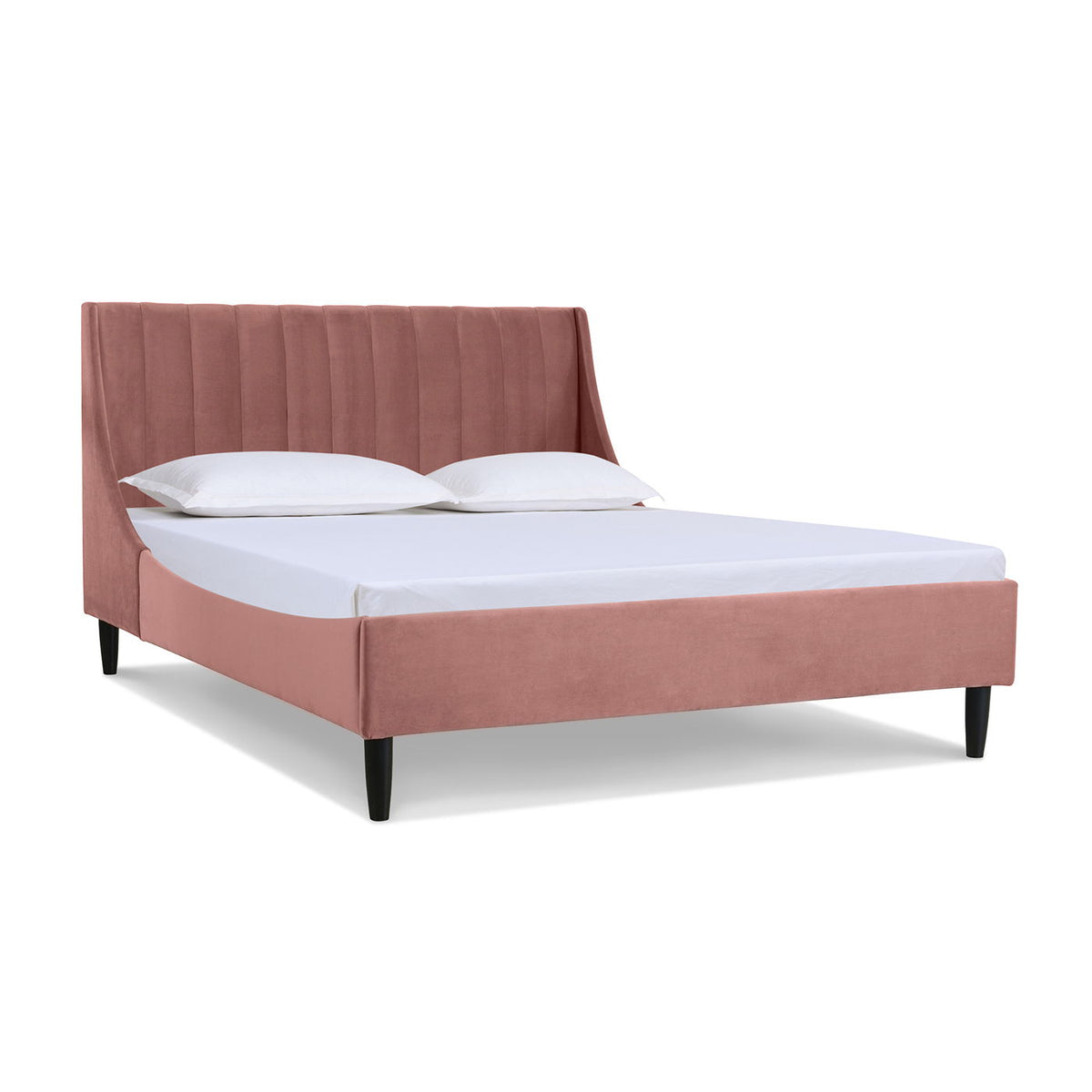 Vertical Tufted Modern Headboard Platform Bed Set with Upholstered Finish - Multiple Colors