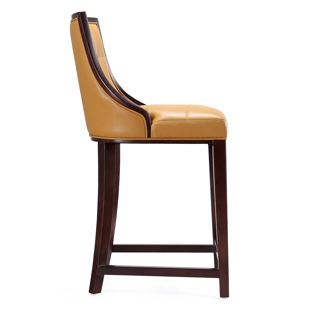 White Bar Height Stool with Solid Wood Frame - Traditional Design