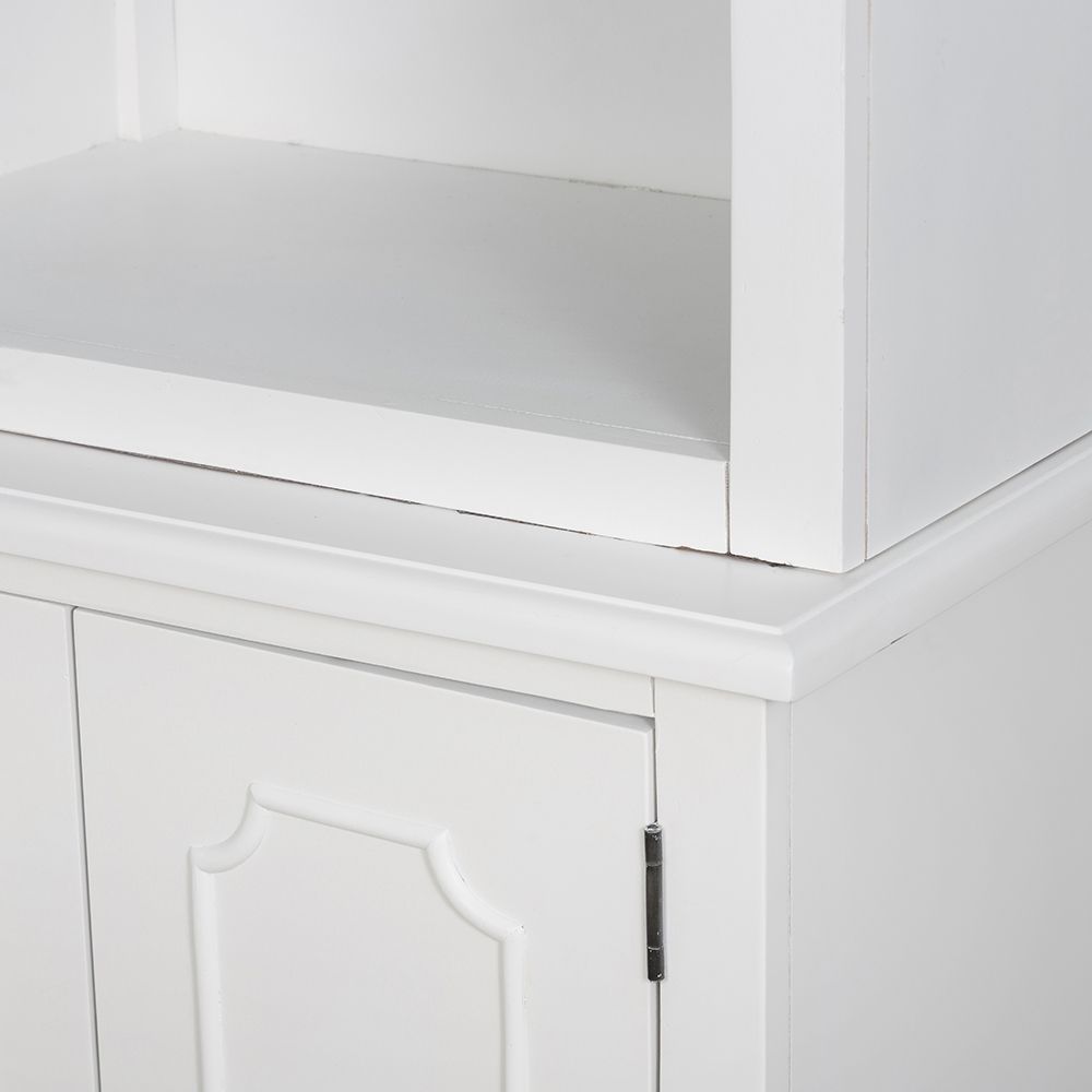 French Country Wood Cabinet Bookcase with Solid Acacia Construction - Light Brown or White