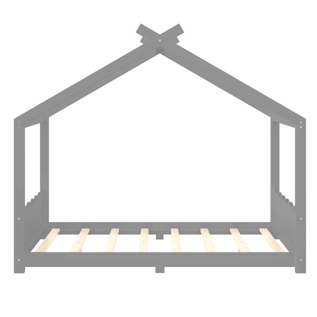 Full House Floor Bed with Support Slats - Gray