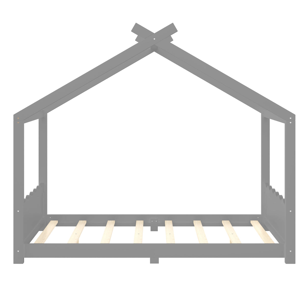 Full House Floor Bed with Support Slats - Gray