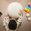 Round Sphere Accent Ball Throw Pillow with Faux Sheepskin - White, Dark Green, Light Brown