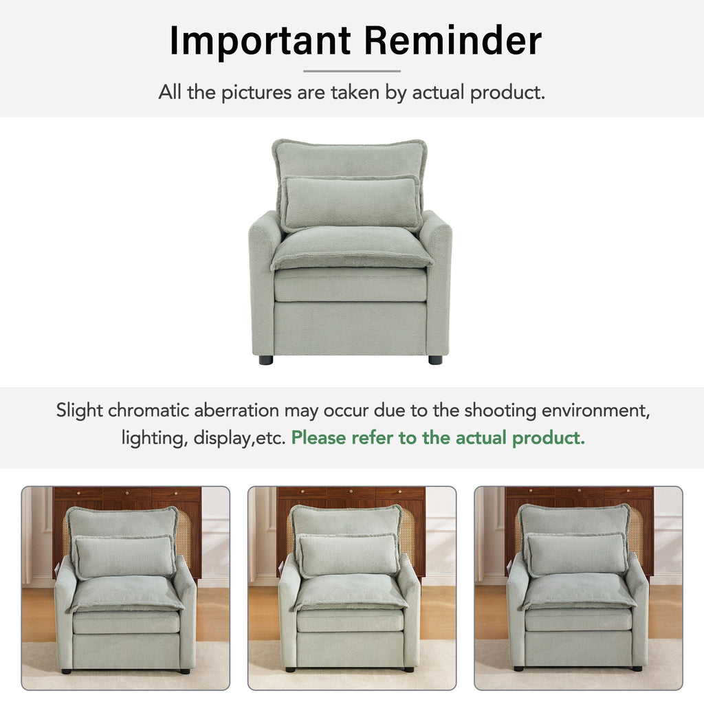 Modern Single Seat Accent Chair with Side Storage Pockets - Multiple Colors
