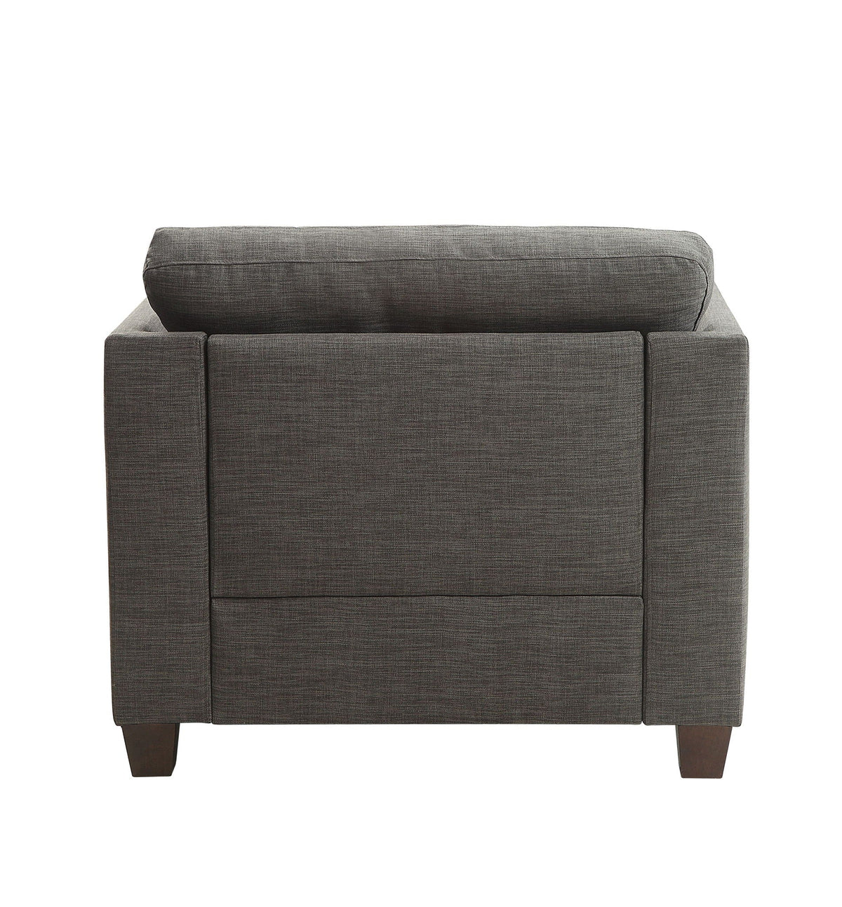 Light Charcoal Arm Chair with 3 Pillows and Nailhead Trim