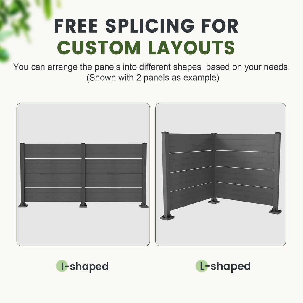Outdoor Privacy Screen with Aluminum Posts - Dark Grey