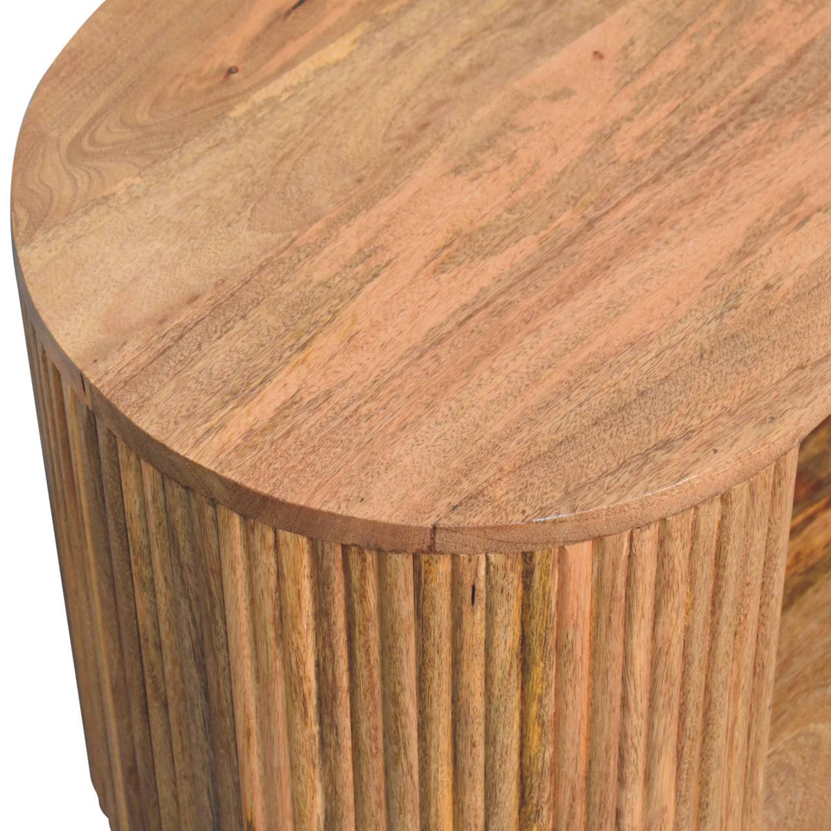 Solid Wood Soba Ball Coffee Table with Open Storage - Natural Oak