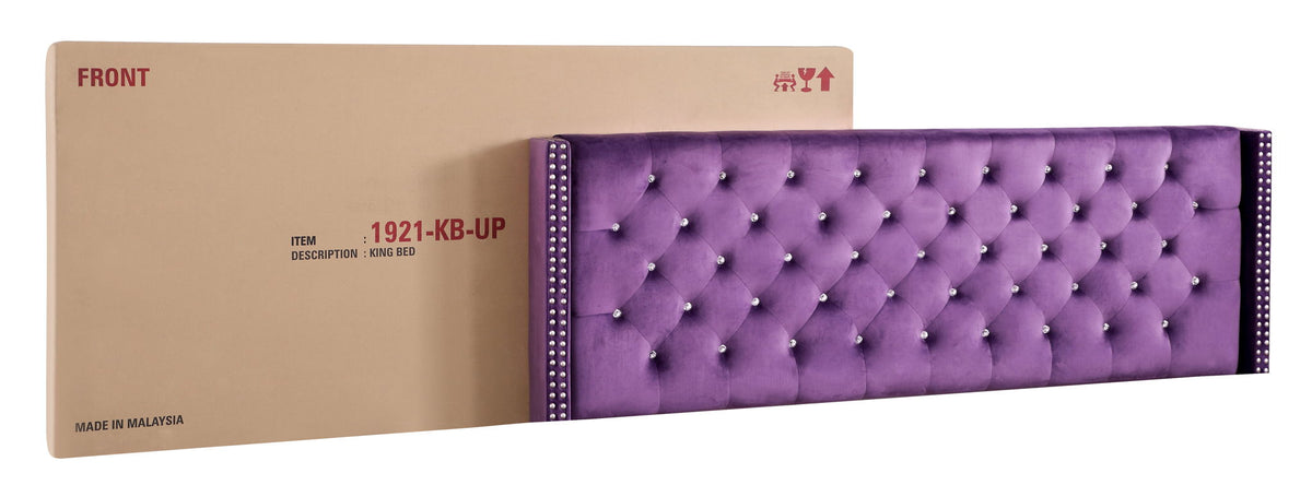 Upholstered Nailhead Trim Chic Bed with Tufted Headboard - Multiple Colors