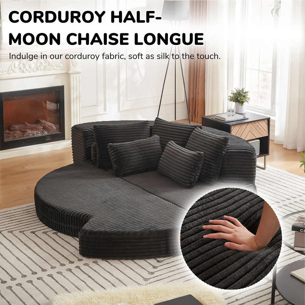 Semi Circular 2 In 1 Sofa Bed with Neck Pillow - Beige, Black, or Dark Green