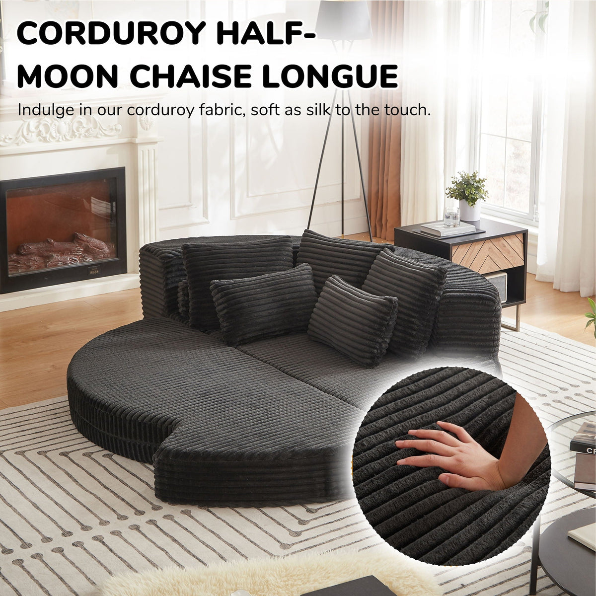 Semi Circular 2 In 1 Sofa Bed with Neck Pillow - Beige, Black, or Dark Green