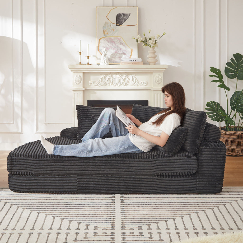 Semi Circular 2-in-1 Sofa Bed with Neck Pillow and Throw Pillows – Multiple Colors