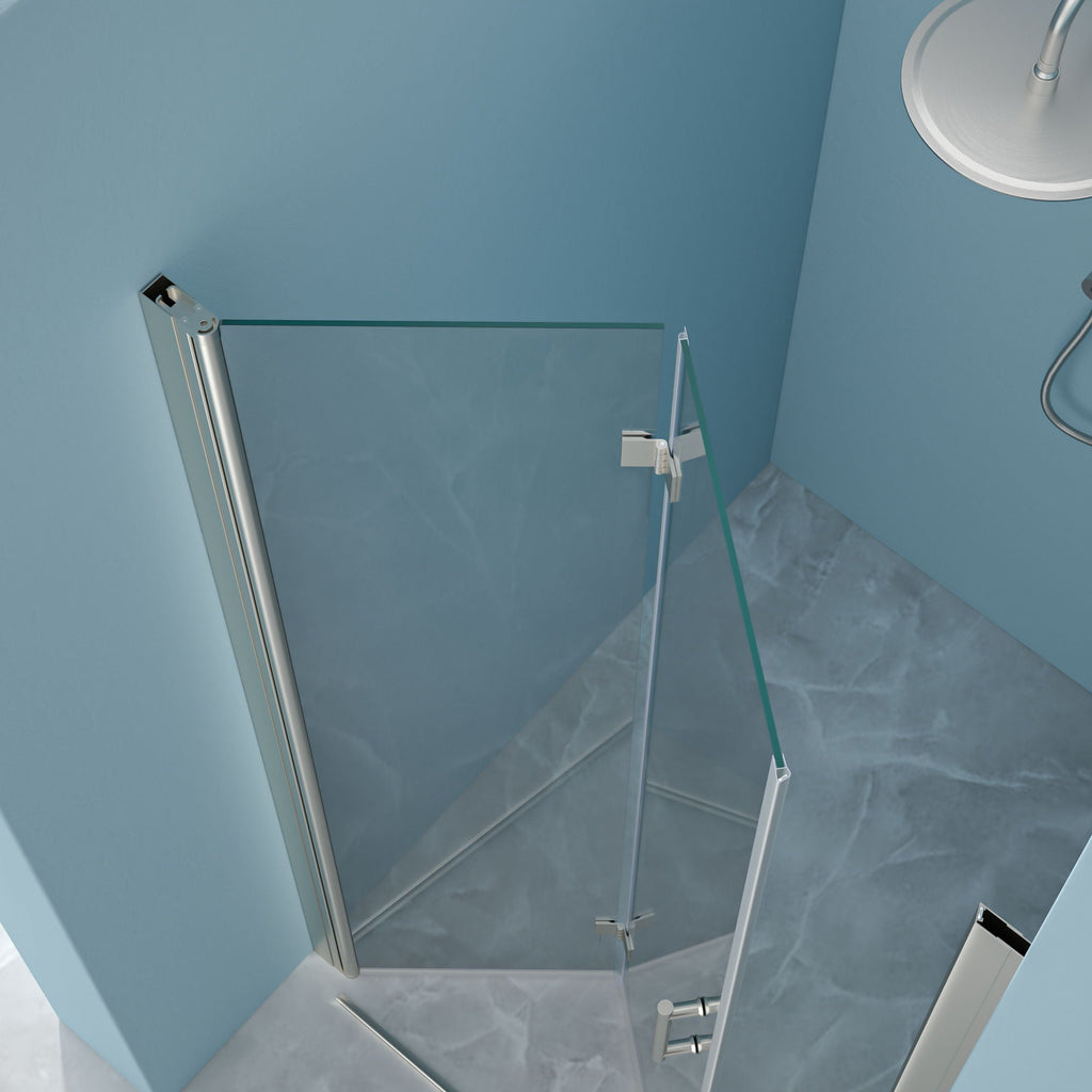 Fold Frameless Shower Door with Tempered Glass - Bi-Fold Modern Design