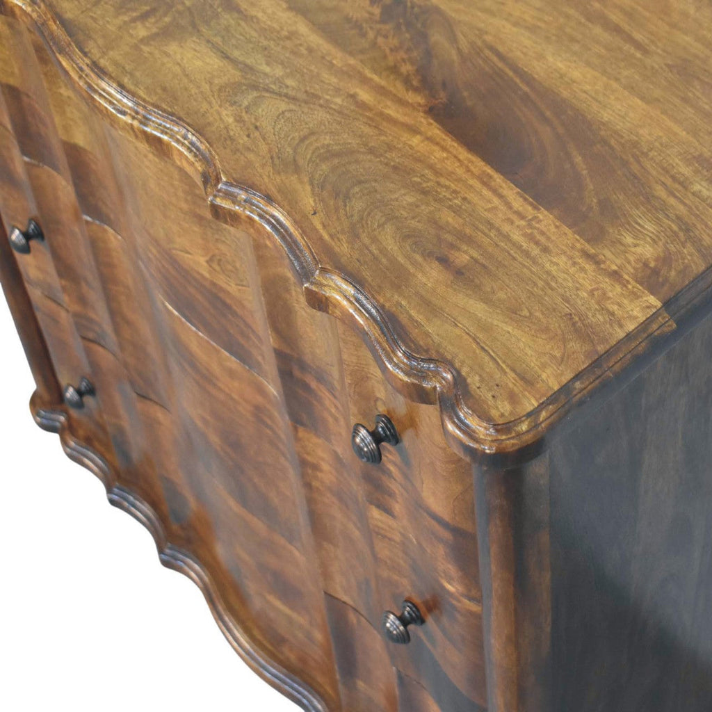 Solid Wood Lume 3 Drawer Chest with Handcrafted Detailing - Chestnut