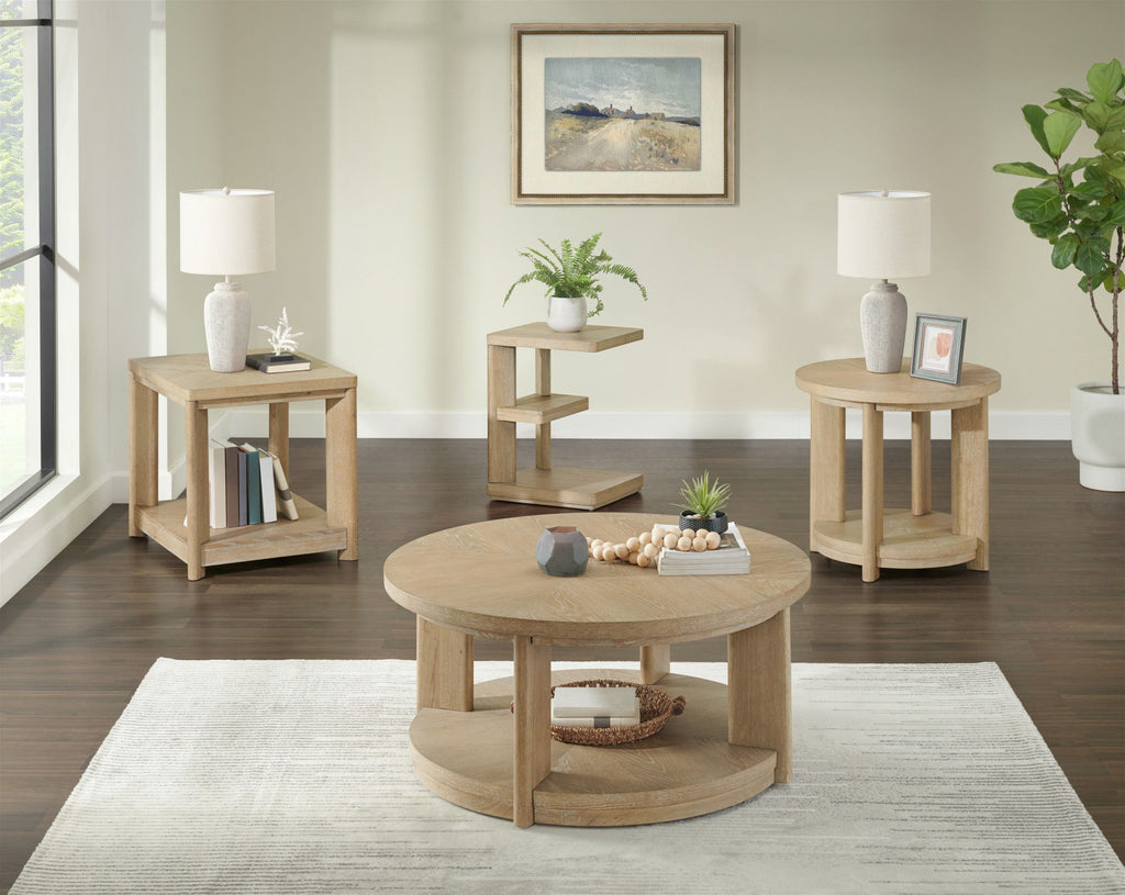 Light Brown Coffee Table with Solid Wood Construction - Light Brown
