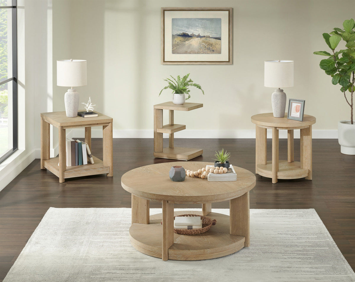 Light Brown Coffee Table with Solid Wood Construction - Light Brown