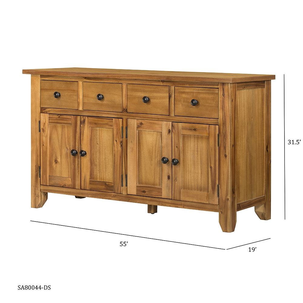 Farmhouse Cabinet Sideboard with Ample Storage - Light Brown
