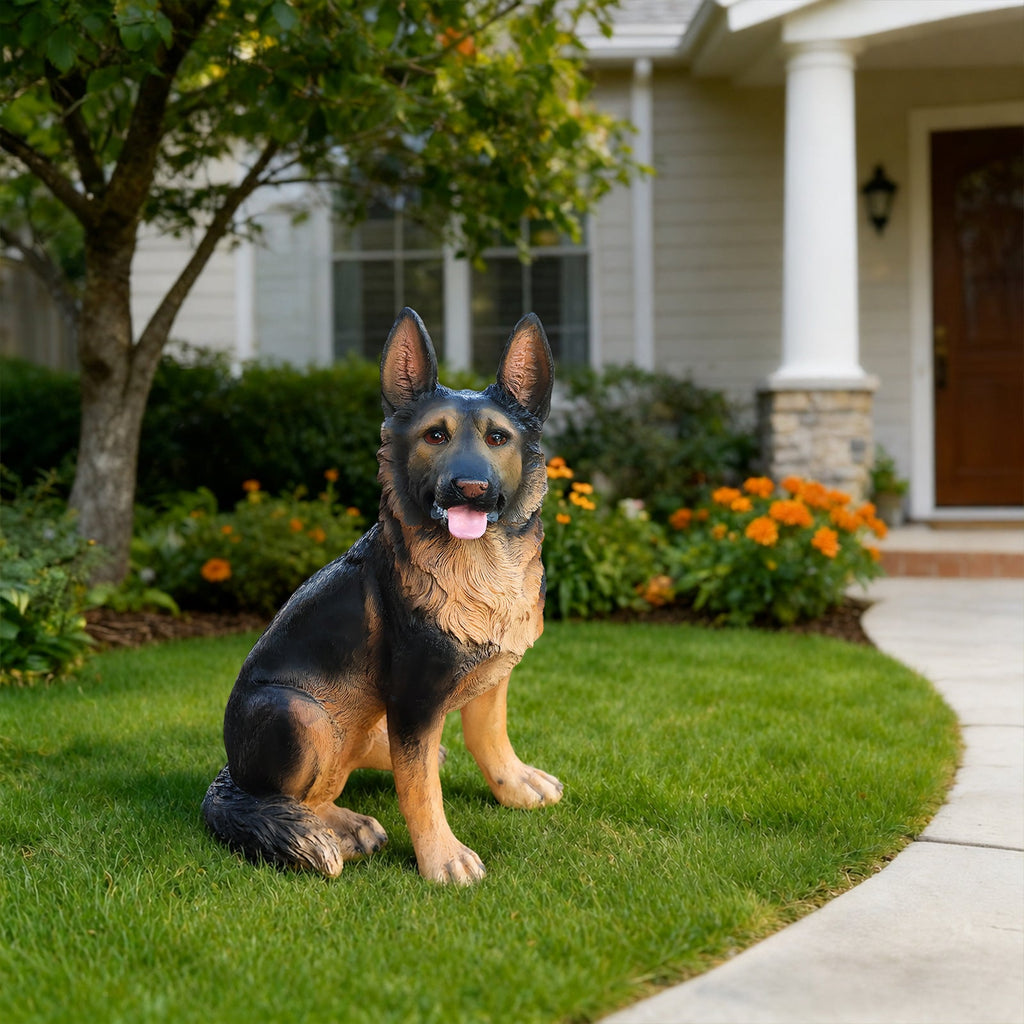 German Shepherd Dog Statue with Realistic Detail - Outdoor Resin