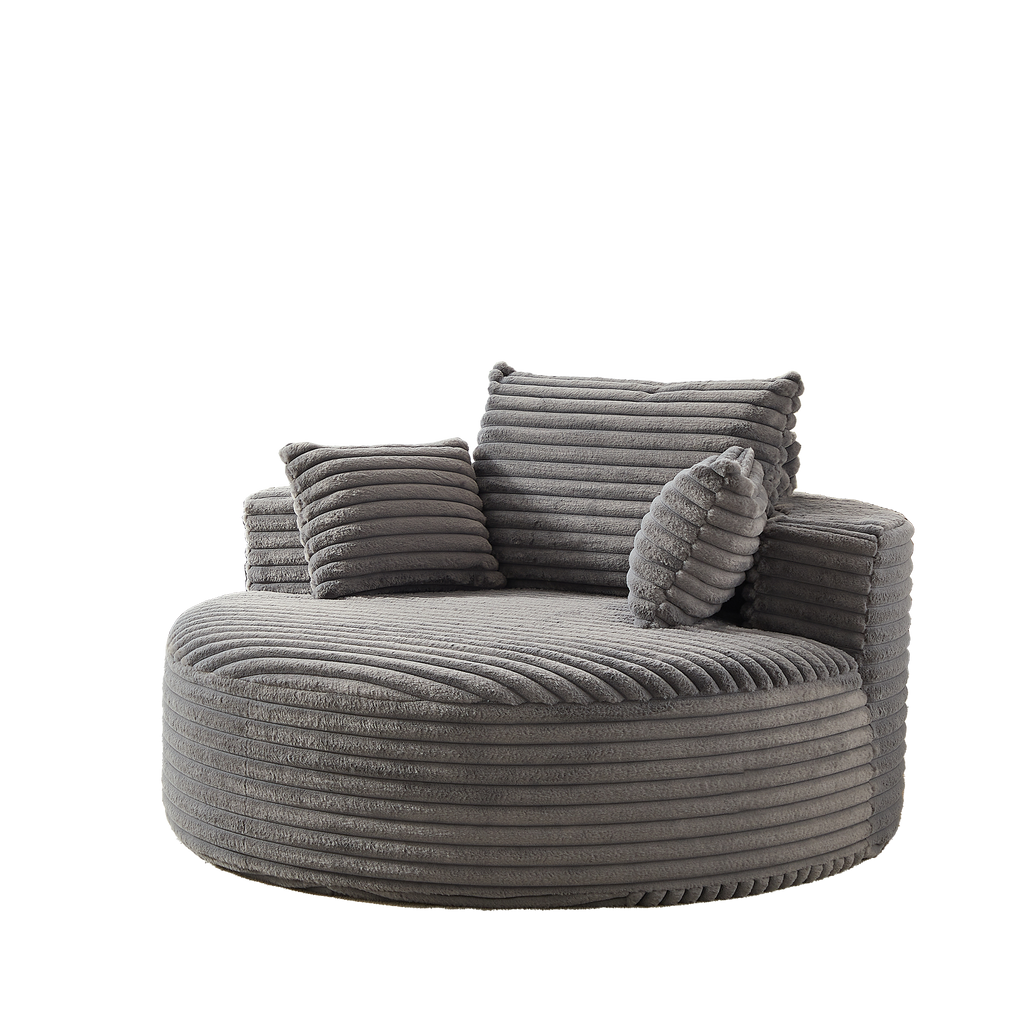 Corduroy Sponge Single Sofa with No Assembly Required - Grey