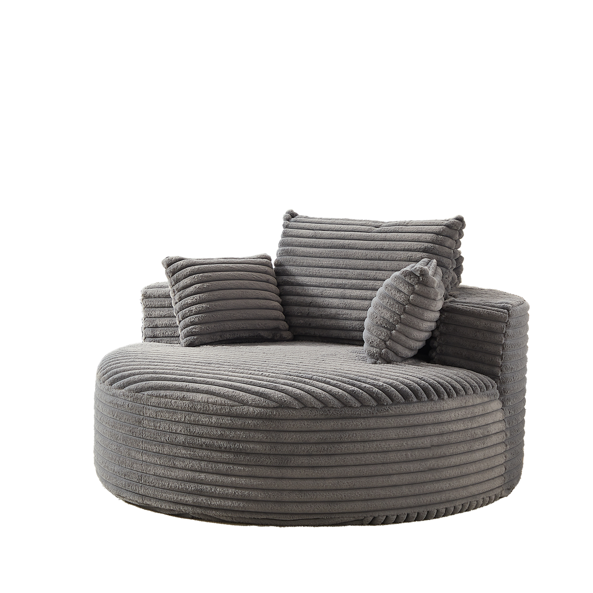 Corduroy Sponge Single Sofa with No Assembly Required - Grey