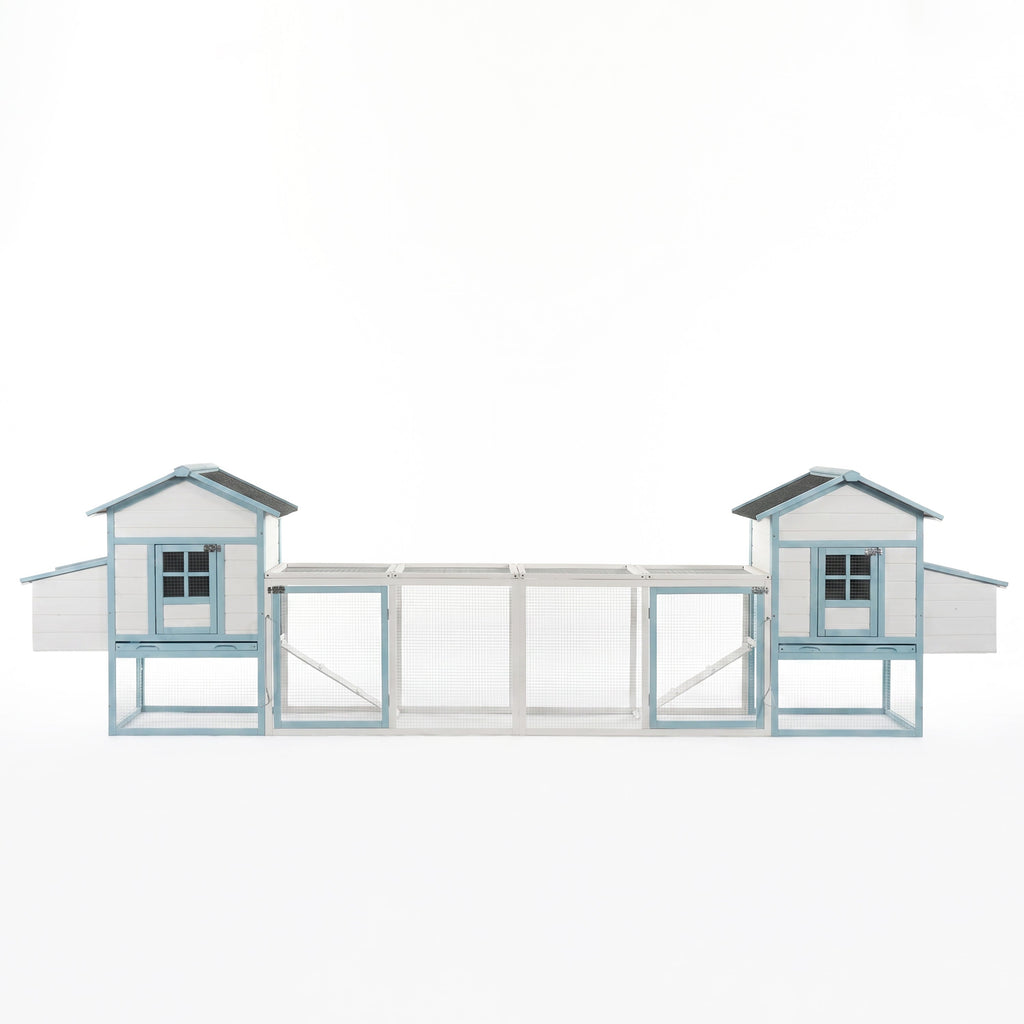 Large Wooden Chicken Coop with Double Nesting Boxes - Natural Wood