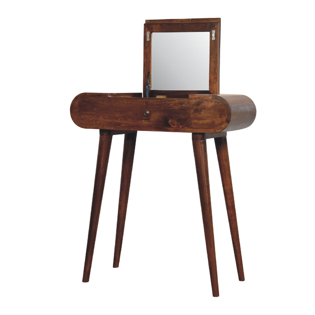 Solid Wood Fold Vanity with Storage Compartments - Chestnut