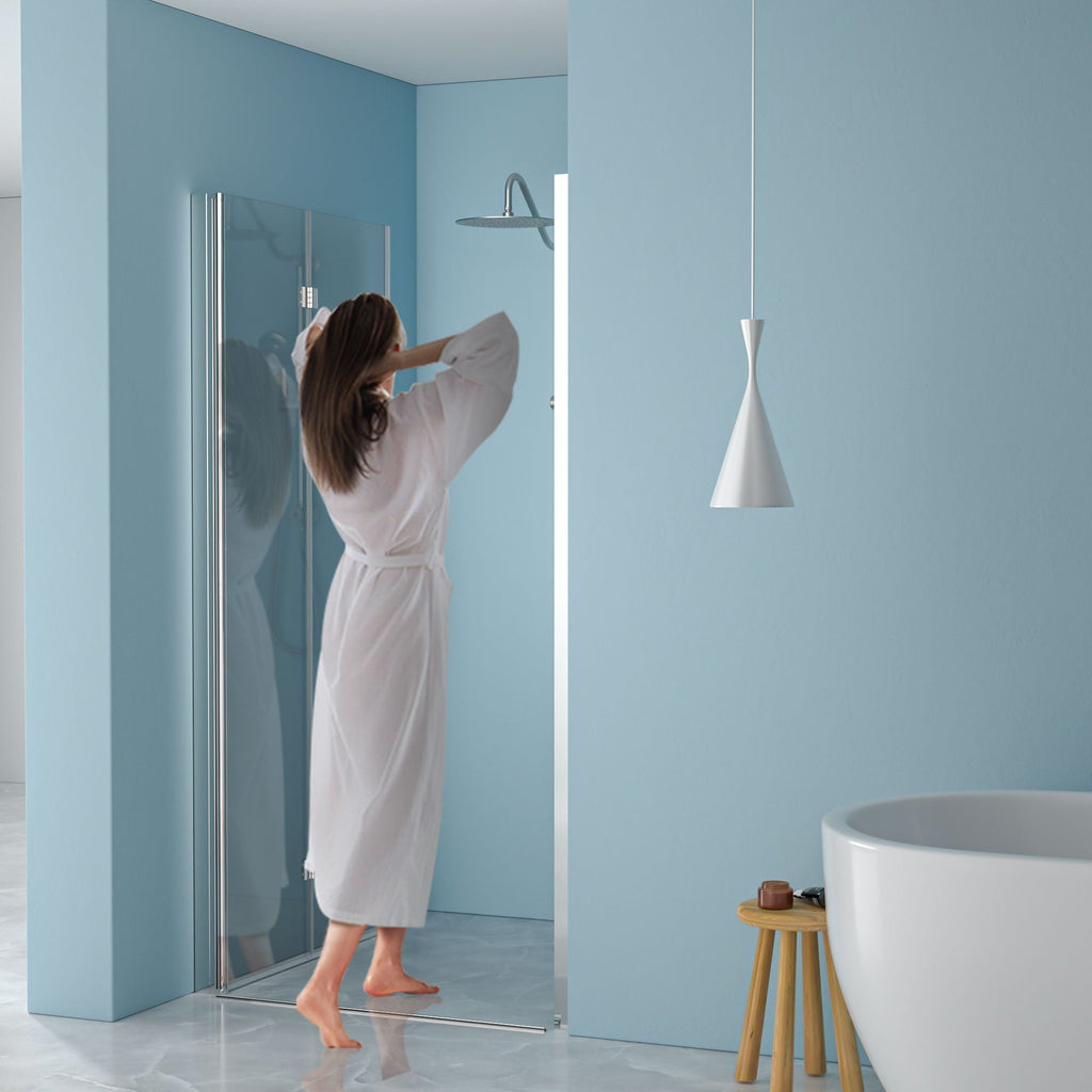 Fold Frameless Shower Door with Tempered Glass - Bi-Fold Modern Design