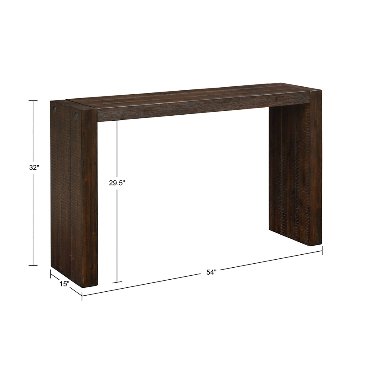 Modern Design Console Table with Solid Wood Construction - Light or Dark Brown