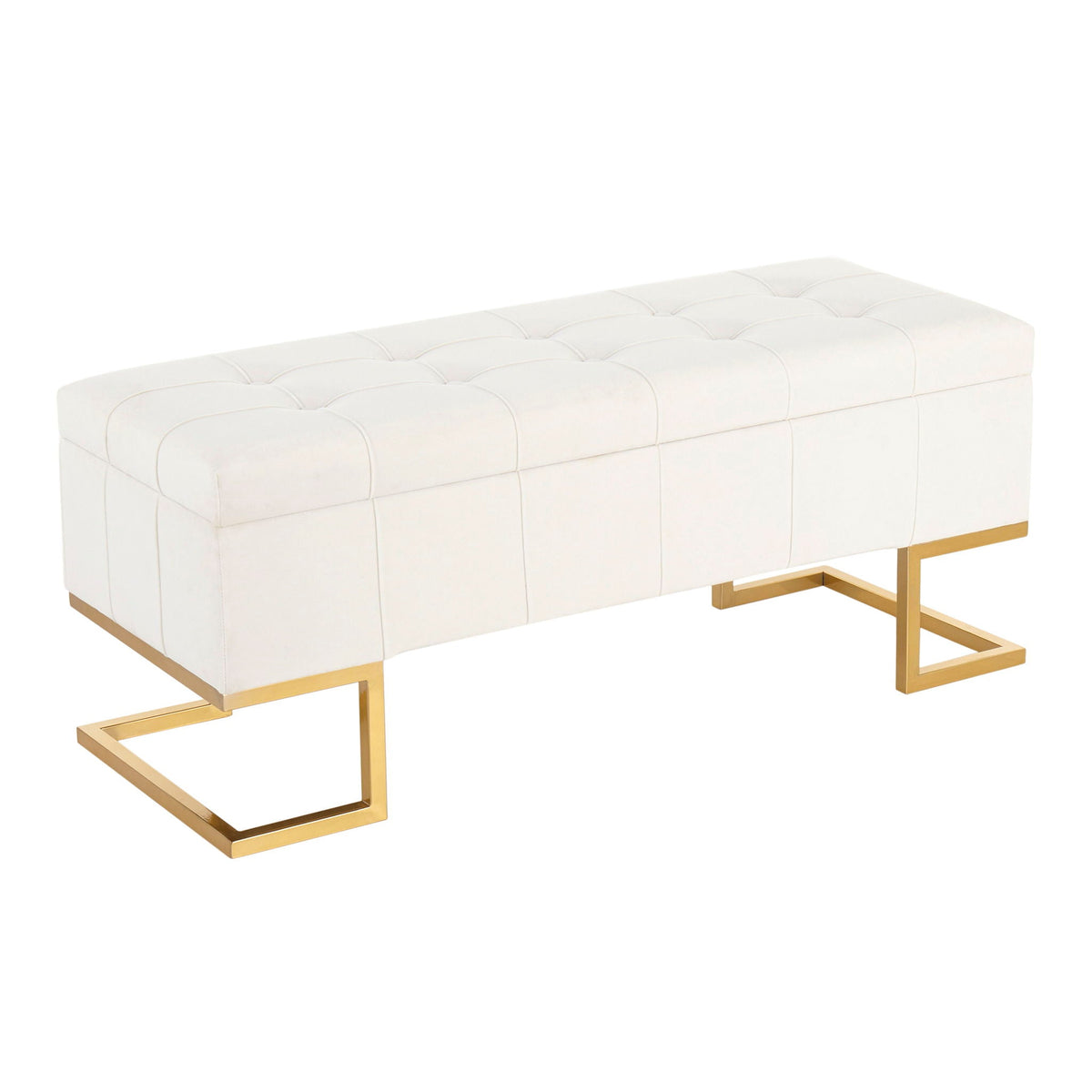 Contemporary Storage Bench with Flip-Top Storage - White