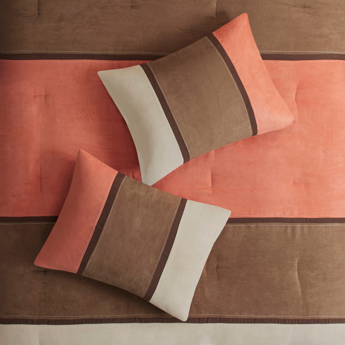 Faux Suede Queen Comforter Set with Hypoallergenic Fill - Coral